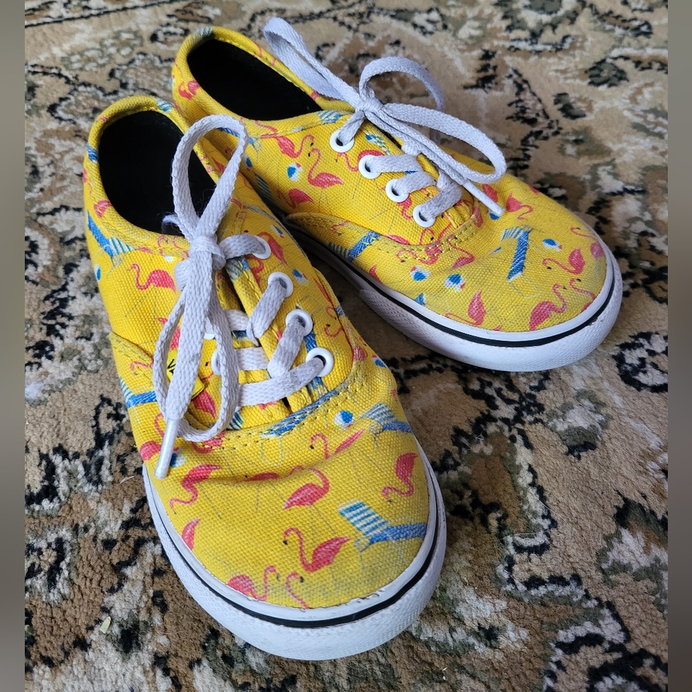 Yellow Flamingo Print Vans